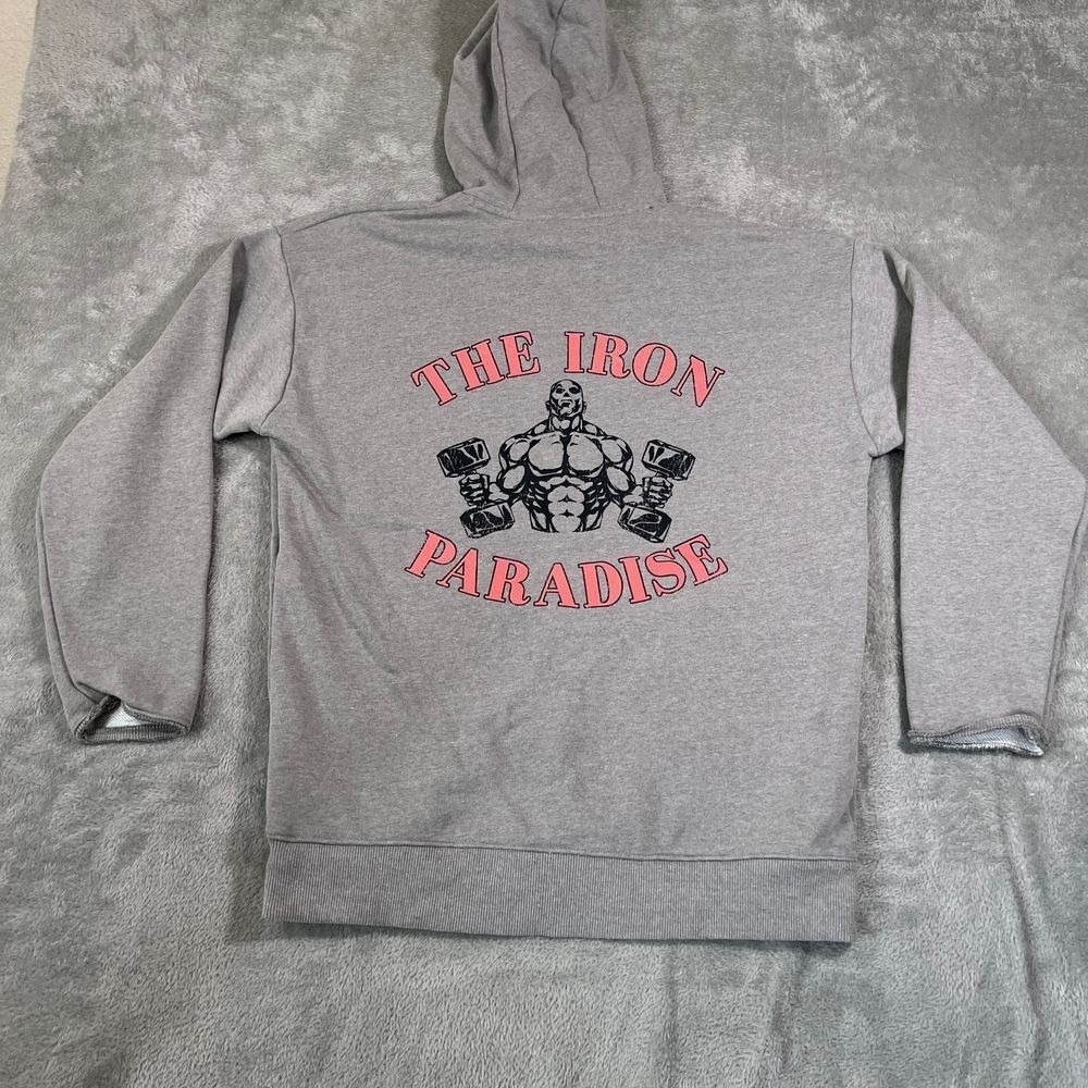 Under Armour Iron Paradise Hoodie Mens Medium Gray Sweatshirt Gym Workout